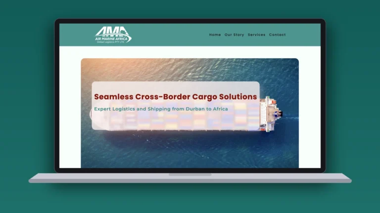 Air Marine Africa website on a laptop, designed by Pixelsinframe