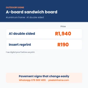 Sandwich Board Printing in Midrand prices