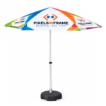 Branded aluminium parasol with full colour print and rubber base