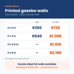 Gazebo Wall Printing in Midrand prices