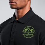 Embroidered logo on a black golf shirt, Midrand