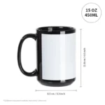 Black 15oz patch mug with white full colour print panel