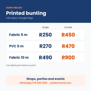 Bunting Printing in Midrand prices