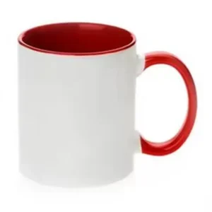 Two tone 15oz ceramic mug with coloured handle and inside