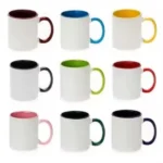 Two tone 15oz ceramic mug with coloured handle and inside